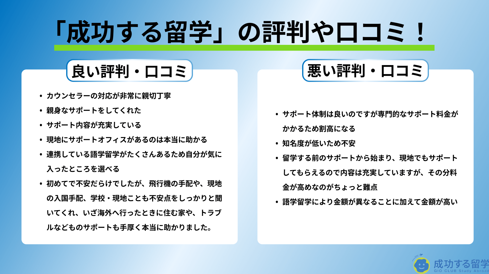 「成功する留学」評判