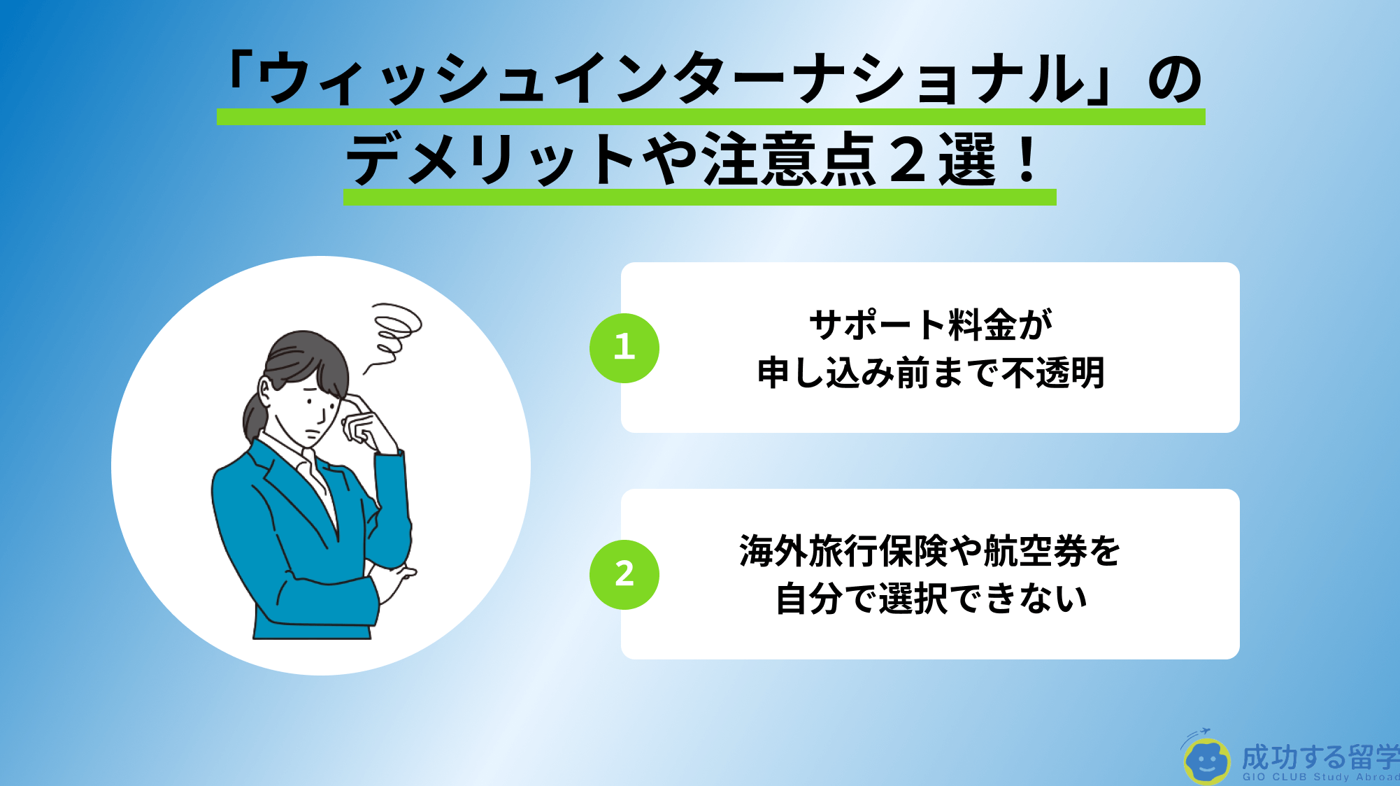 「ウィッシュインターナショナル」のデメリット