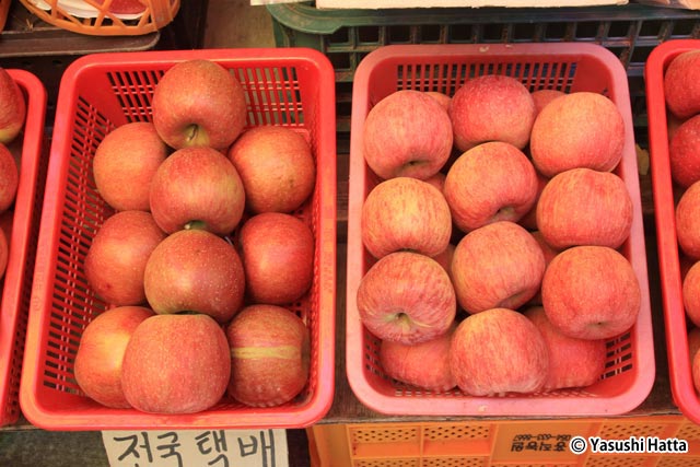 栄州はリンゴの名産地。モモやブドウなどもよくとれる