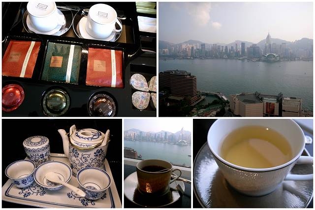 香港湾を眺めながらのお茶時間は旅の疲れも吹き飛びますね。