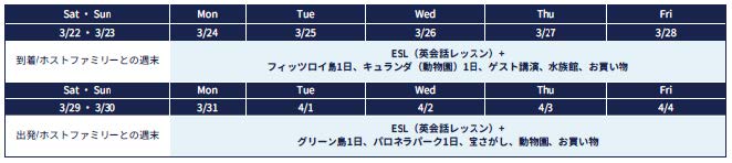 ジュニア留学スケジュール